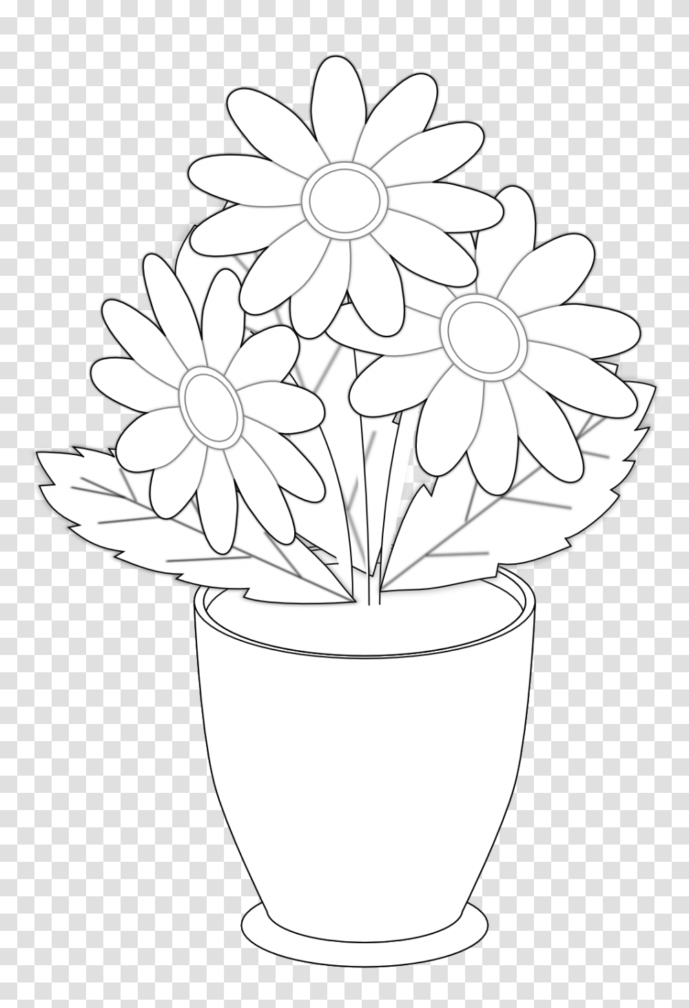 Vase Clipart Clip Art Draw The Flower Vases Download Flowers Clip Art Black And White, Plant, Blossom, Daisy, Daisies Transparent Png