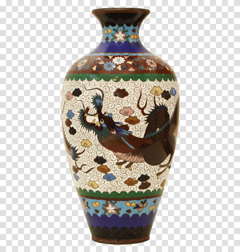 Vase With Dragon Motif 19th Century Cloisonn Late Porcelain, Pottery, Jar, Urn Transparent Png