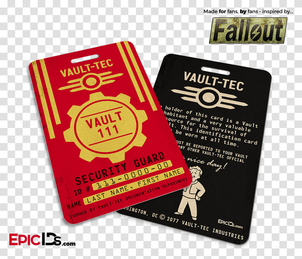 Vault Security Guard Fallout Fallout 4 Vault Tec Key Card, Paper, Poster, Advertisement Transparent Png