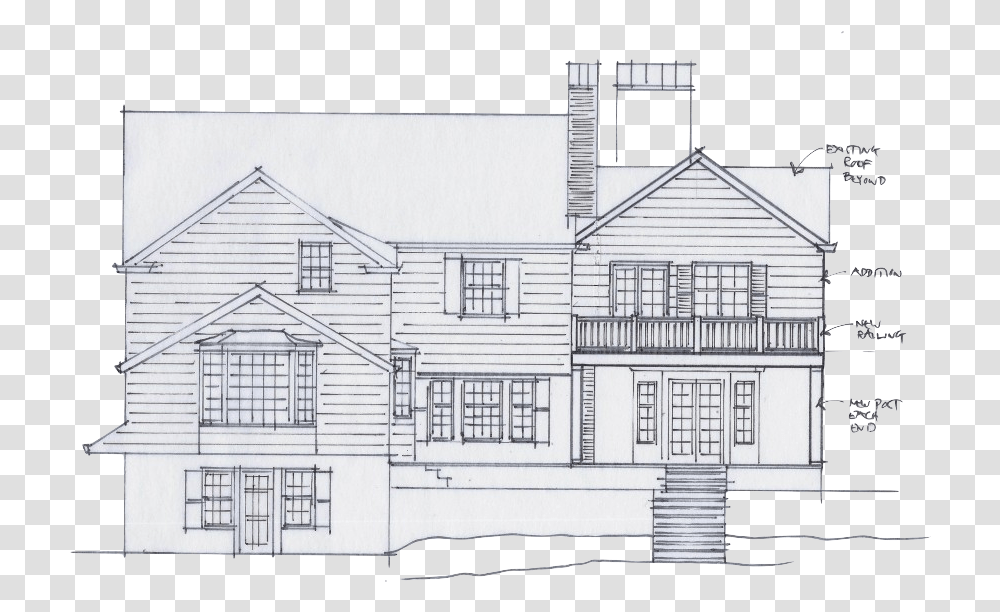 Vazac Contracting Additions Elevation Sketch Architecture, Housing, Building, Drawing Transparent Png