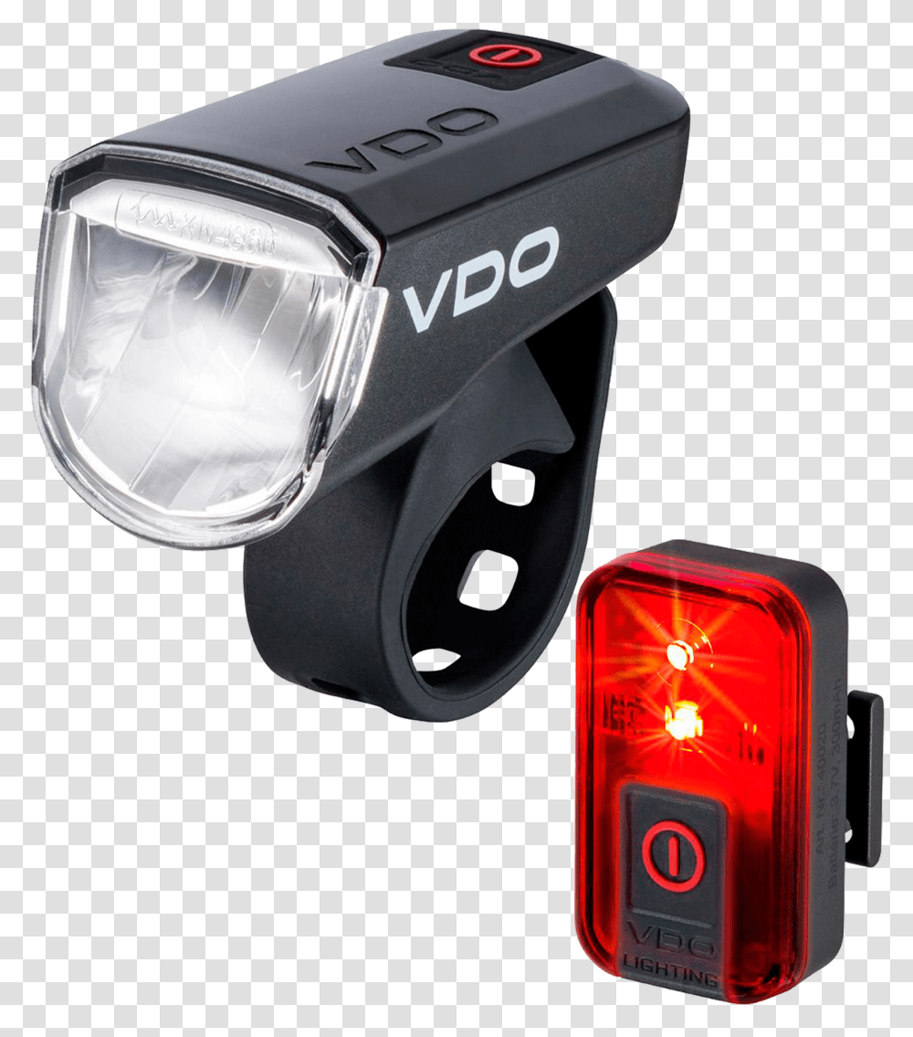 Vdo Eco M30 Front & Rear Light Set Vdo Usb Cycle Light, Headlight, Helmet, Clothing, Apparel Transparent Png