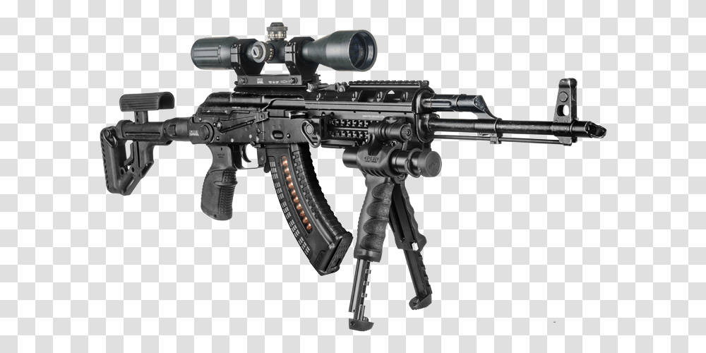 Vector Ak47 Black And White Fab Defense Uas R10, Gun, Weapon, Weaponry, Rifle Transparent Png