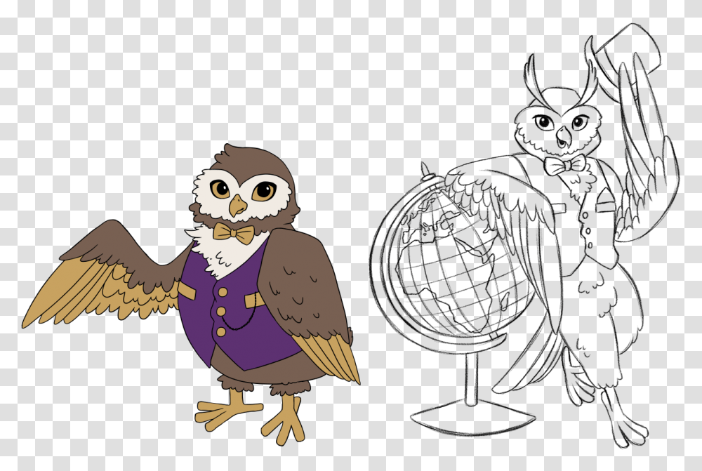 Vector And Sketch Illustratiuons Of Owl Character For Cartoon, Vulture, Bird, Animal, Eagle Transparent Png