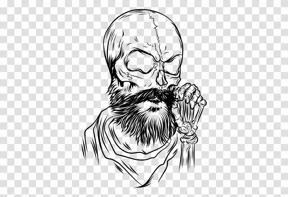 Vector Beard Illustrator Skull With Beard, Gray, World Of Warcraft Transparent Png