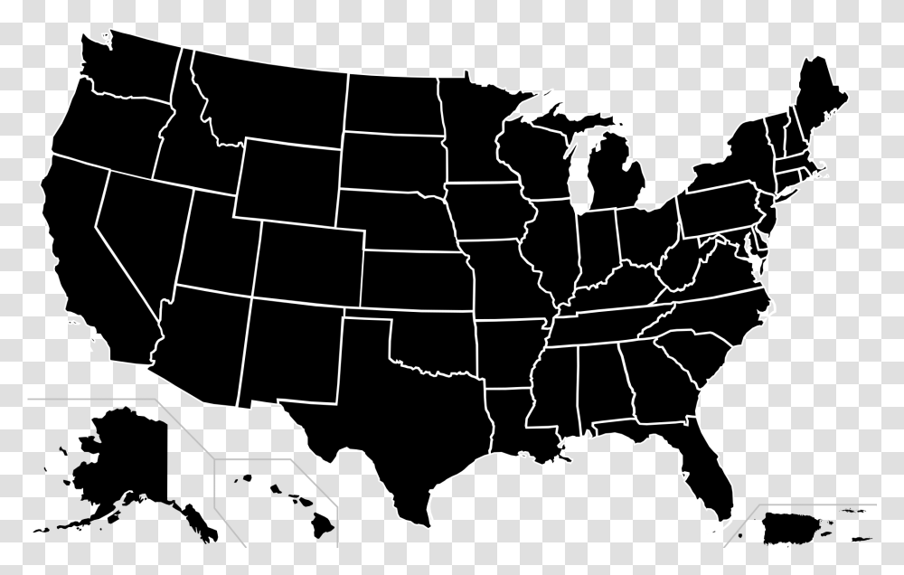 Vector Black And White Usa Svg United States Map Black, Diagram, Plot, Atlas, Chess Transparent Png
