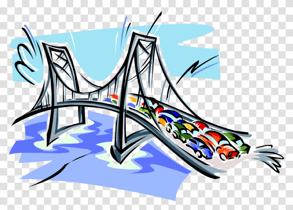 Vector Bridges Highway Bridge Bridge With Cars Clipart, Building, Suspension Bridge, Road, Arch Transparent Png