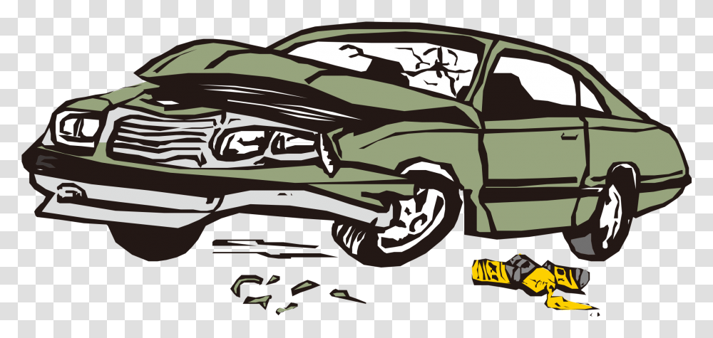 Vector Cartoon Hand Painted Green Broken Car Download Broken Car Clipart, Vehicle, Transportation, Building, Outdoors Transparent Png