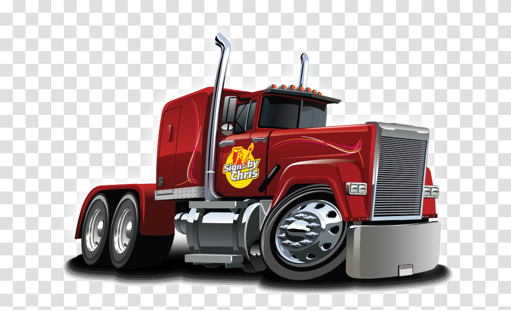 Vector Cartoon Semi Truck, Fire Truck, Vehicle, Transportation, Wheel Transparent Png