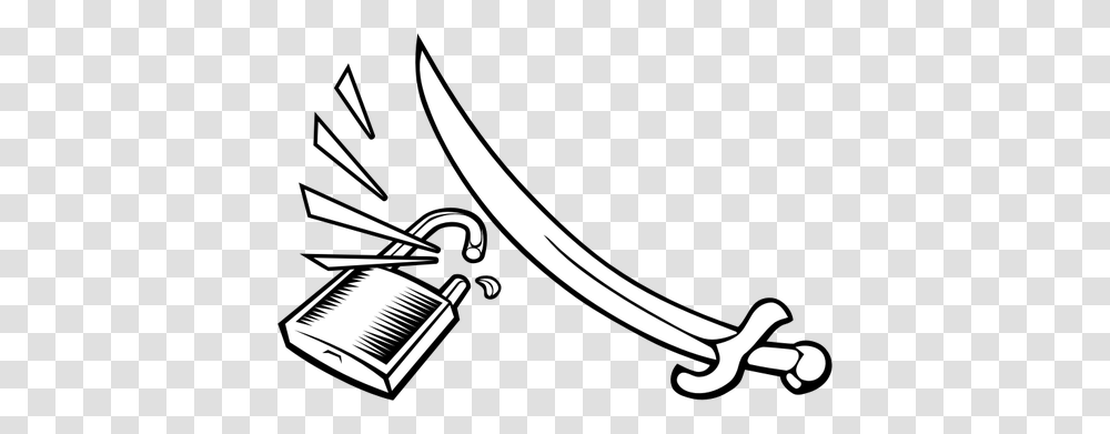 Vector Clip Art Of A Sword Cracking A Padlock, Weapon, Weaponry, Blade, Samurai Transparent Png