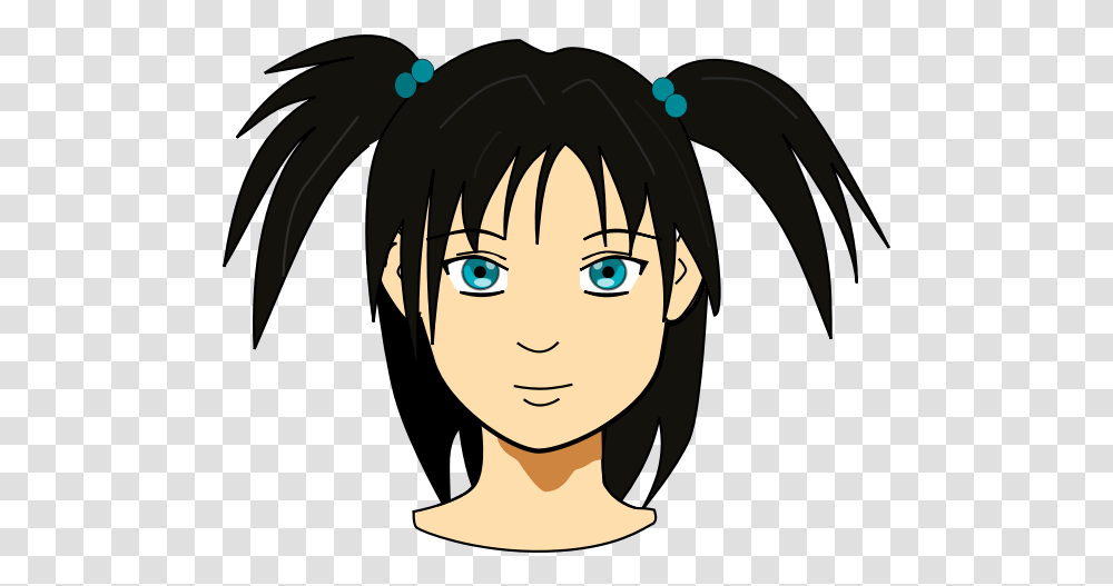 Vector Clip Art Of Anime Girl With Long Hair Girl Head Clipart, Comics, Book, Manga Transparent Png