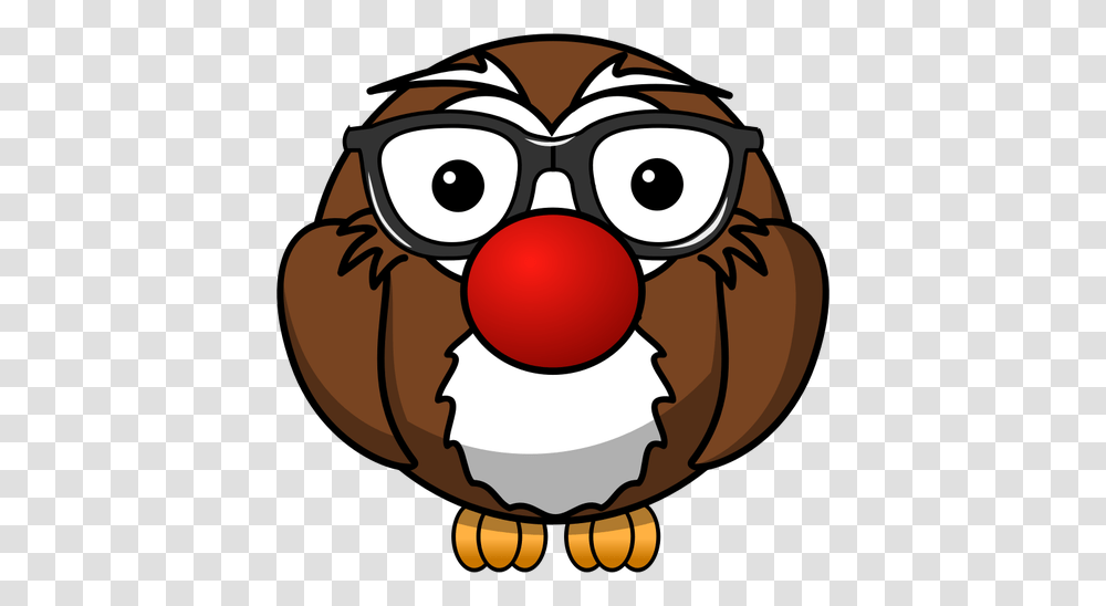 Vector Clip Art Of Big Brown Owl With Glasses, Performer, Clown, Helmet Transparent Png