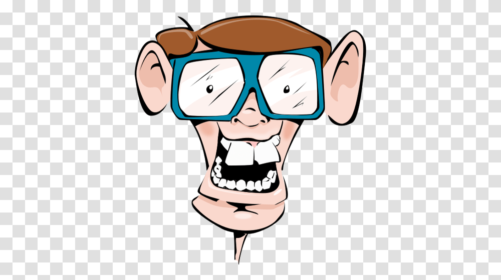 Vector Clip Art Of Comic Geek Face With Glasses, Jaw, Teeth, Mouth, Sunglasses Transparent Png