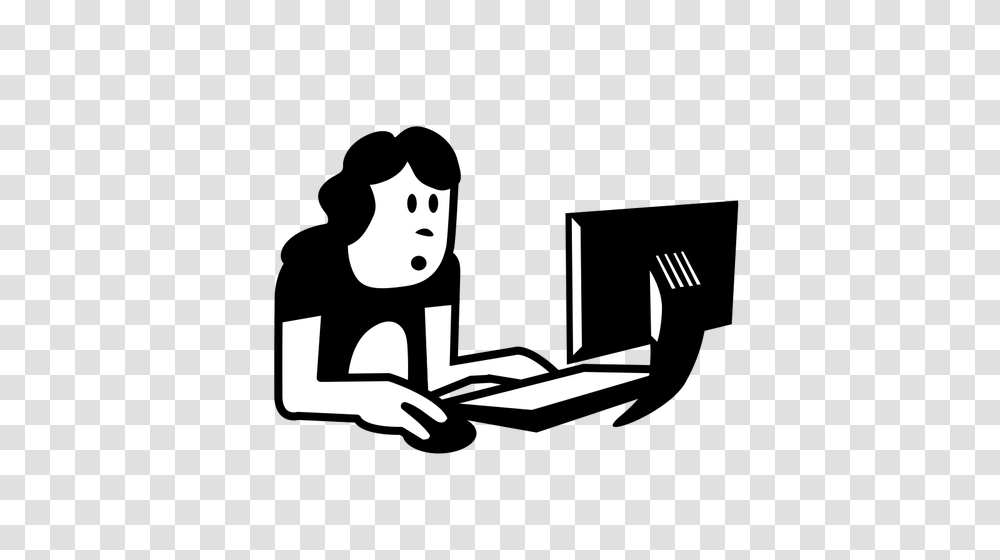 Vector Clip Art Of Female Office Computer User Icon Public, Hand, Stencil Transparent Png