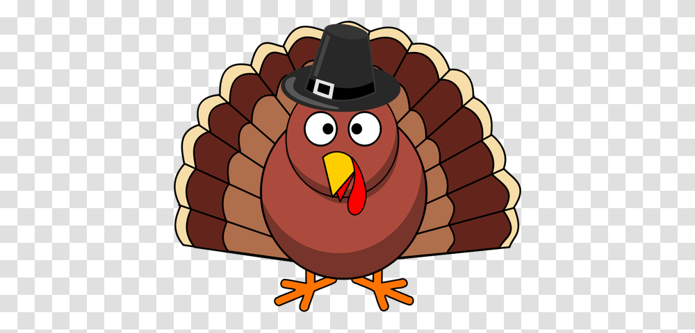 Vector Clip Art Of Funny Turkey With Black Hat, Bird, Animal, Fowl, Poultry Transparent Png