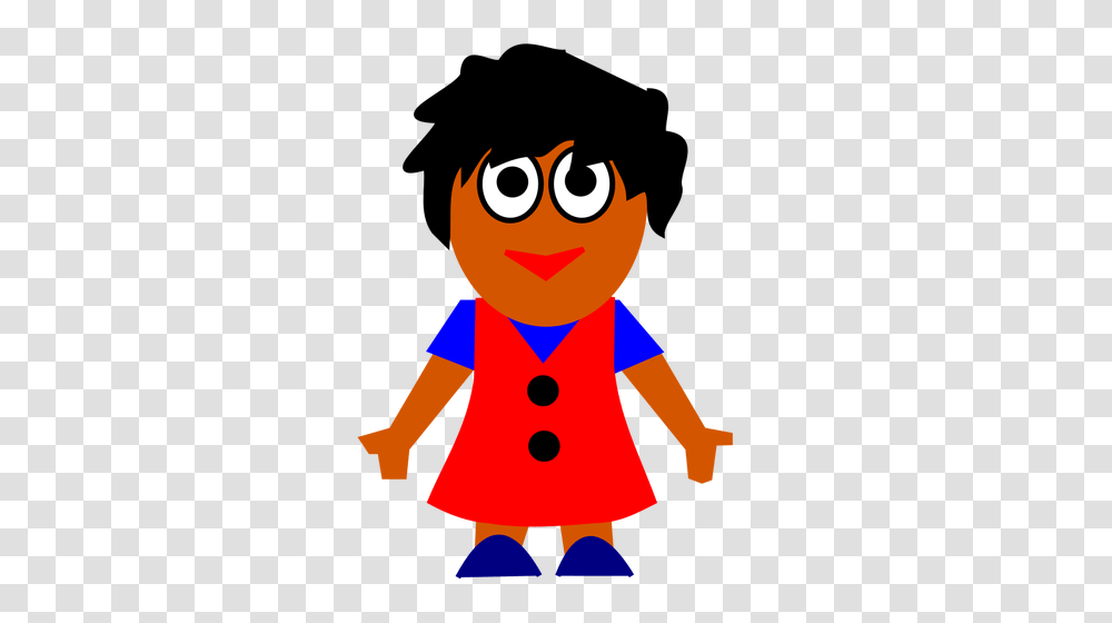 Vector Clip Art Of Happy Afro American Girl In Red Dress Public, Apparel, Toy, Coat Transparent Png