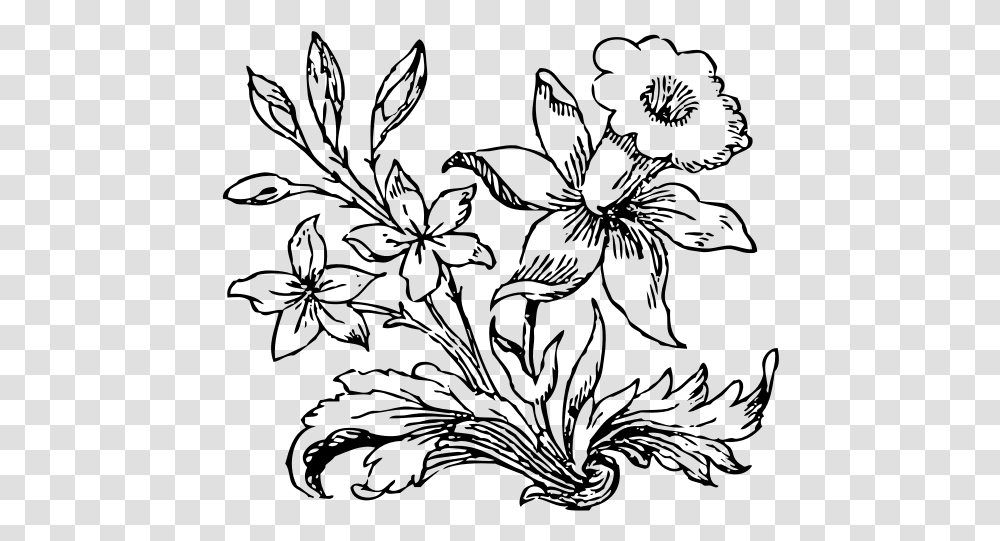 Vector Clip Art Of Little Flower In Black And White Little Flower Drawing, Gray, World Of Warcraft Transparent Png
