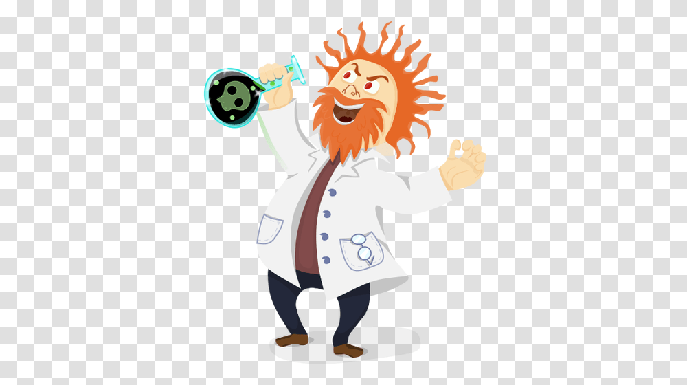 Vector Clip Art Of Mad Scientist With A Retort In His Hand, Person, Human, Doctor, Chef Transparent Png