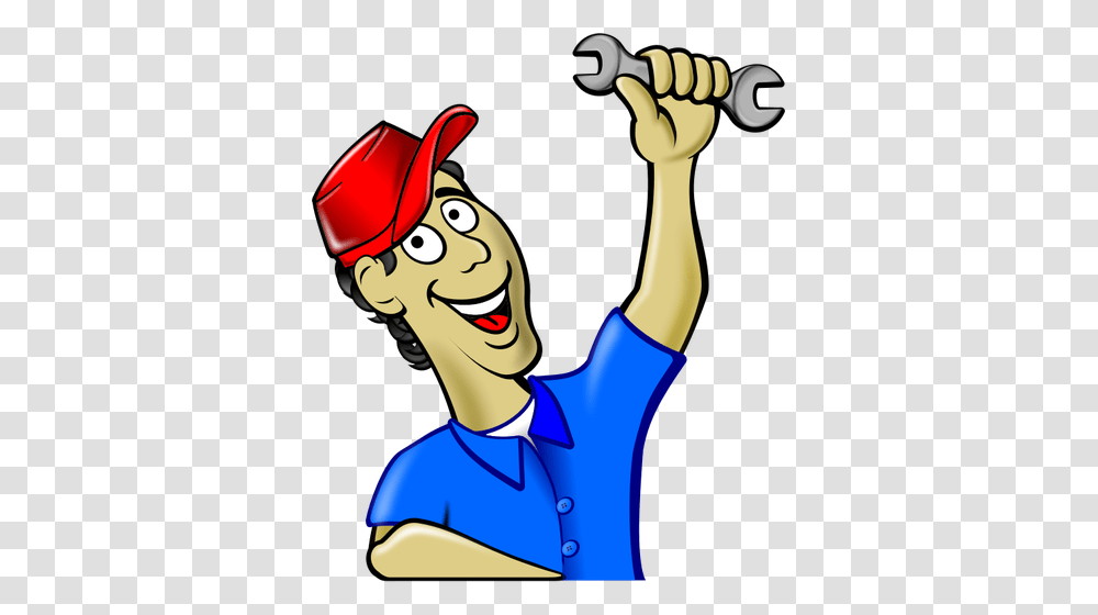 Vector Clip Art Of Mechanic With A Red Cap, Hand, Apparel, Arm Transparent Png