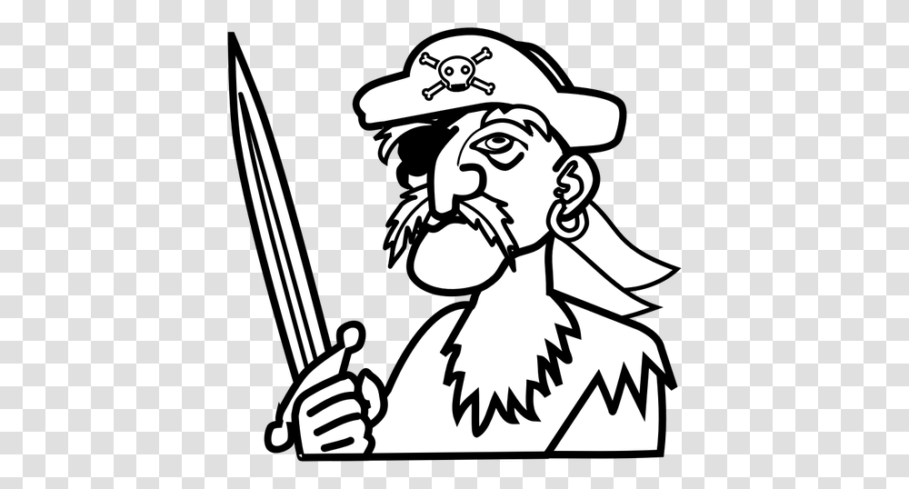 Vector Clip Art Of Old Man Pirate Outline, Hat, Apparel, Crowd Transparent Png