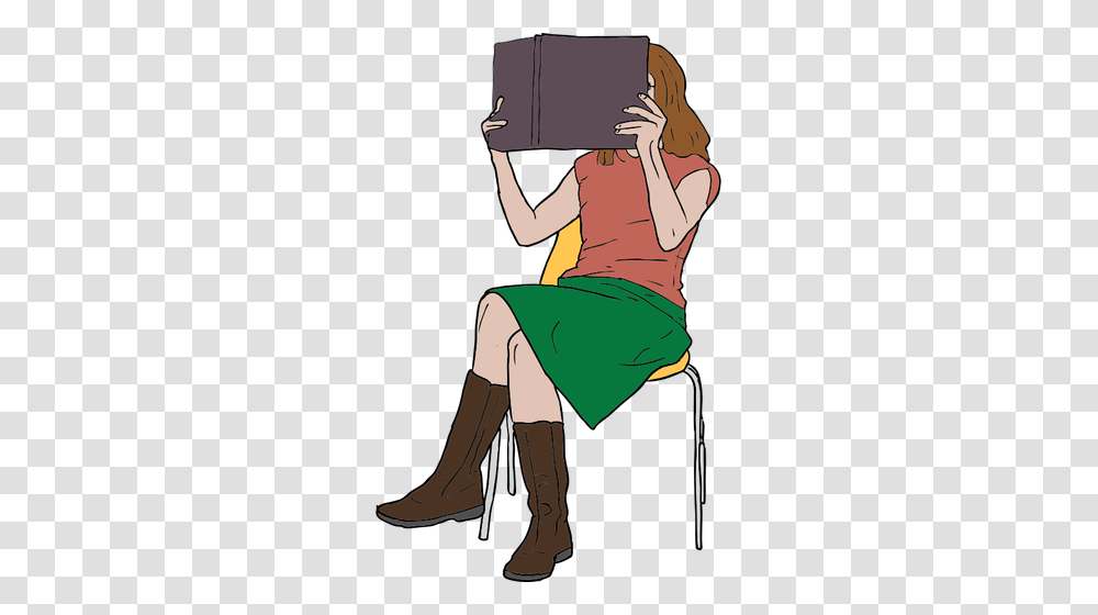 Vector Clip Art Of Woman Reading A Book On A Chair, Person, Photography, Dress Transparent Png