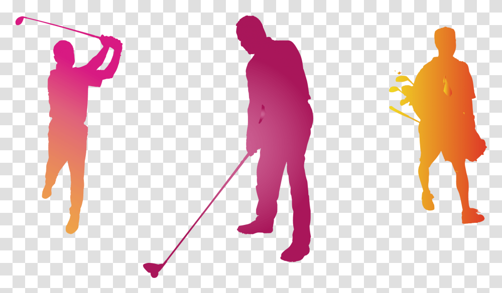 Vector Color Golfer Three Golf, Person, Human, Stick, Cane Transparent Png