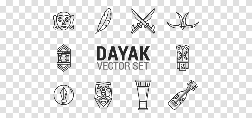 Vector De Iconos Dayak Dayak Tribe, Light, Guitar, Musical Instrument Transparent Png