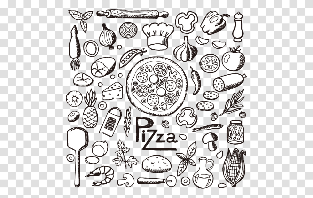 Vector Doodle Food Pizza Elements, Drawing, Bird, Animal Transparent Png
