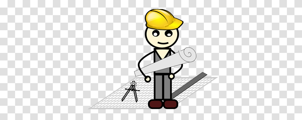 Vector Drawing Of Architect With Compass And Ruler, Helmet, Apparel, Photography Transparent Png