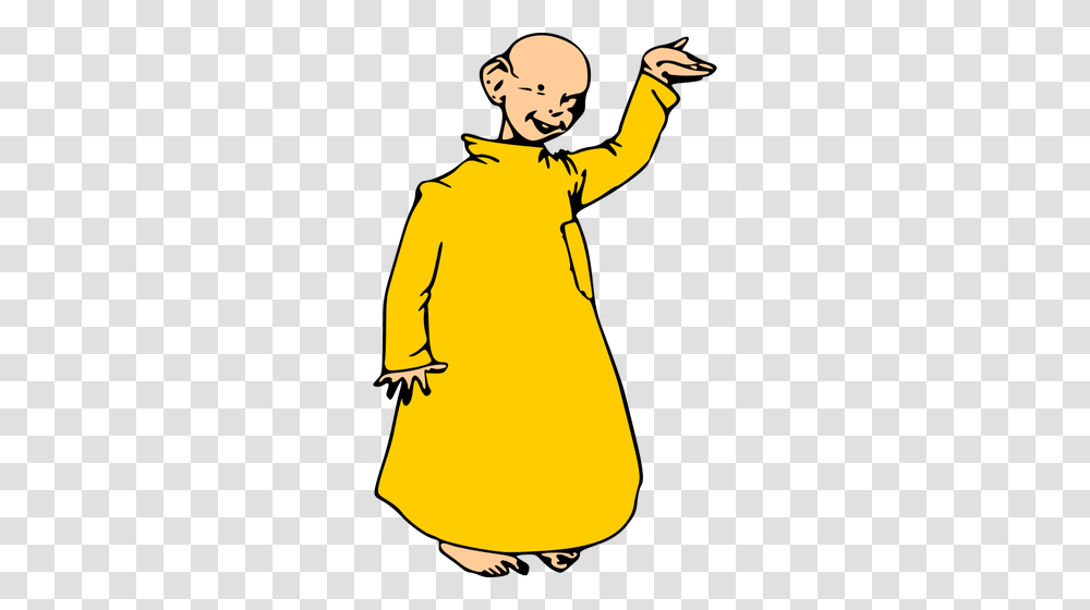 Vector Drawing Of Buddha Kid In A Civara, Coat, Overcoat, Person Transparent Png