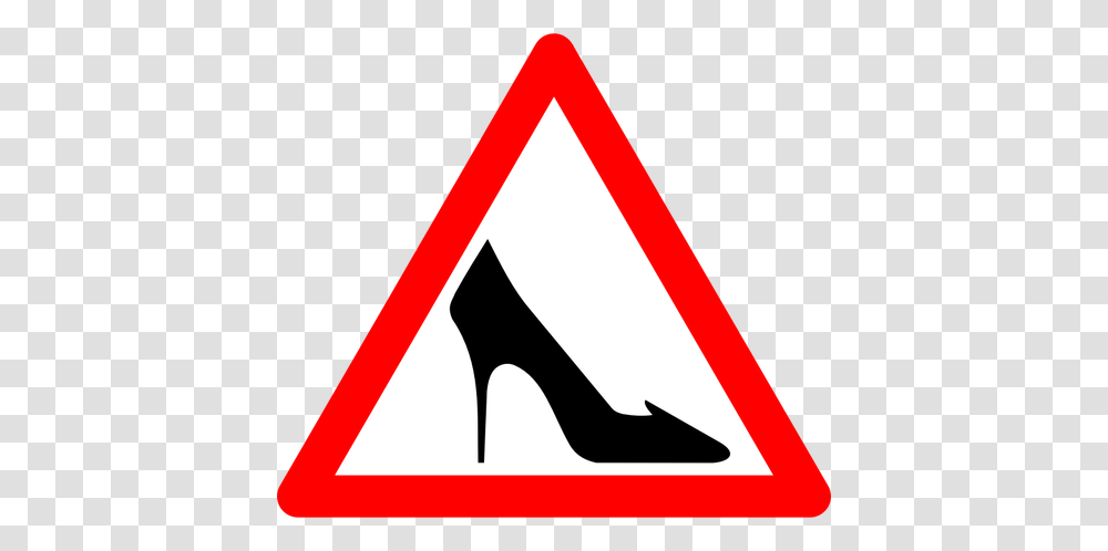 Vector Drawing Of Ladies Shoes Warning Traffic Sign Public, Road Sign, Apparel Transparent Png