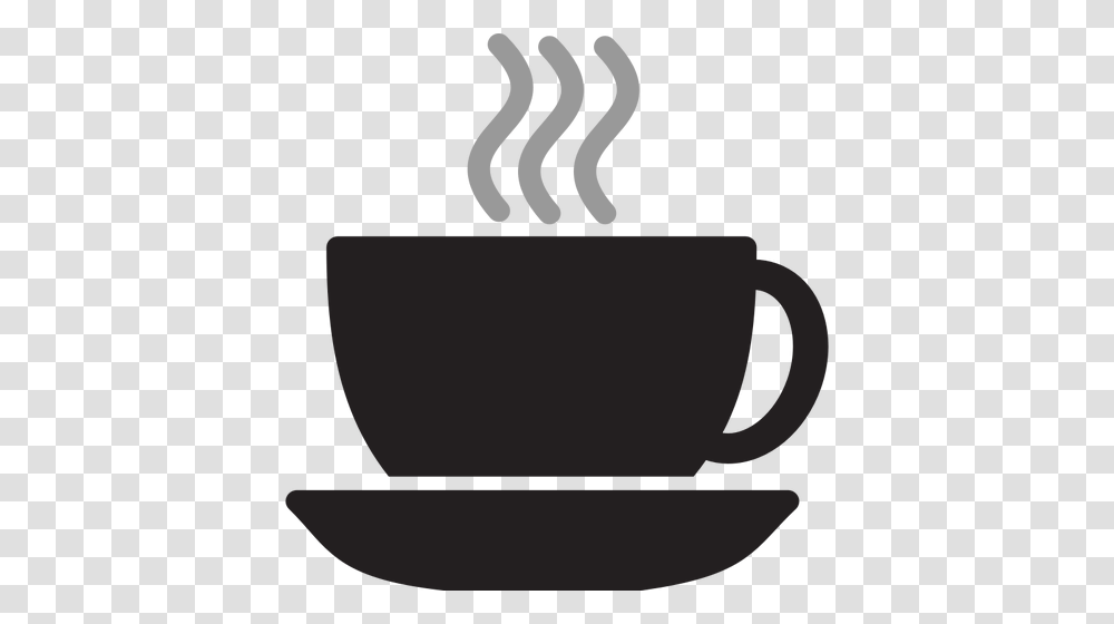 Vector Drawing Of Steaming Coffee Or Tea Cup With Saucer Public, Coffee Cup, Pottery Transparent Png