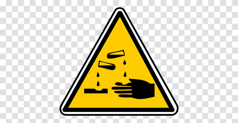 Vector Drawing Of Triangular Acid Burns Warning Sign Public, Road Sign, Triangle Transparent Png