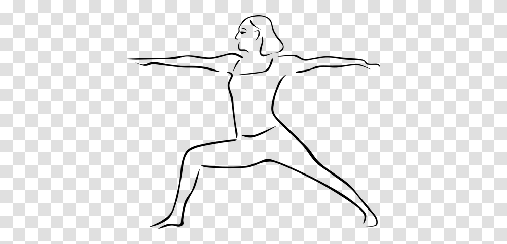 Vector Drawing Of Warrior Ii Yoga Pose Drawing Of Yoga Poses, Gray, World Of Warcraft Transparent Png
