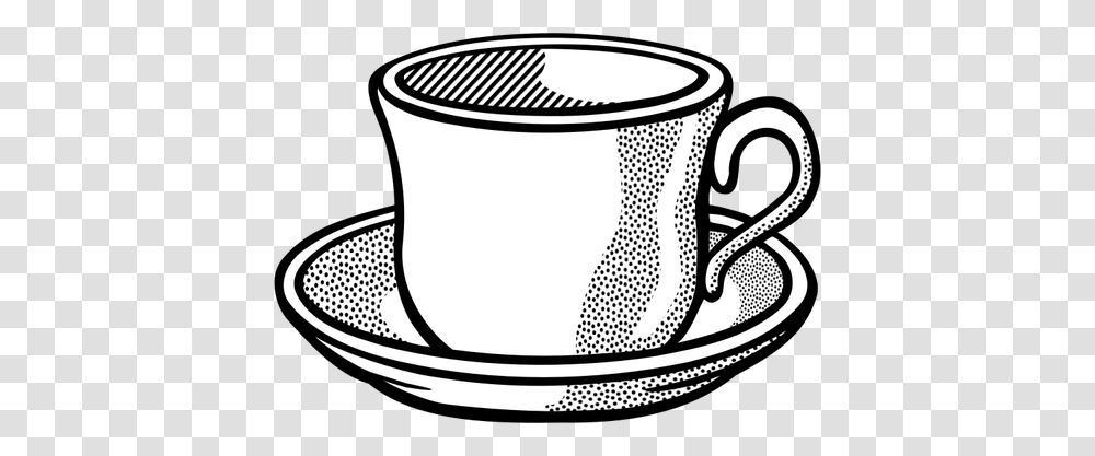 Vector Drawing Of Wavy Tea Cup On Saucer, Coffee Cup, Pottery Transparent Png