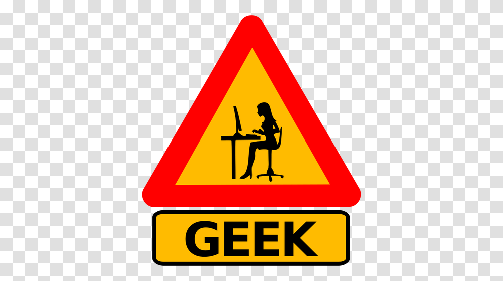 Vector Drawing Of Woman Geek Warning Road Sign, Person, Human Transparent Png