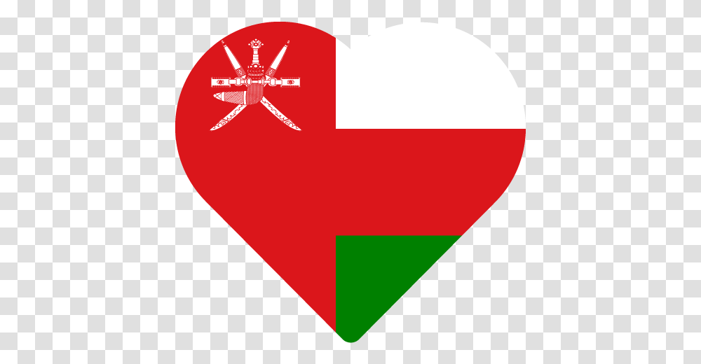 Vector Flag Of Oman Heart Vector Flags Place Carnot, Plectrum, Label, Text, First Aid Transparent Png