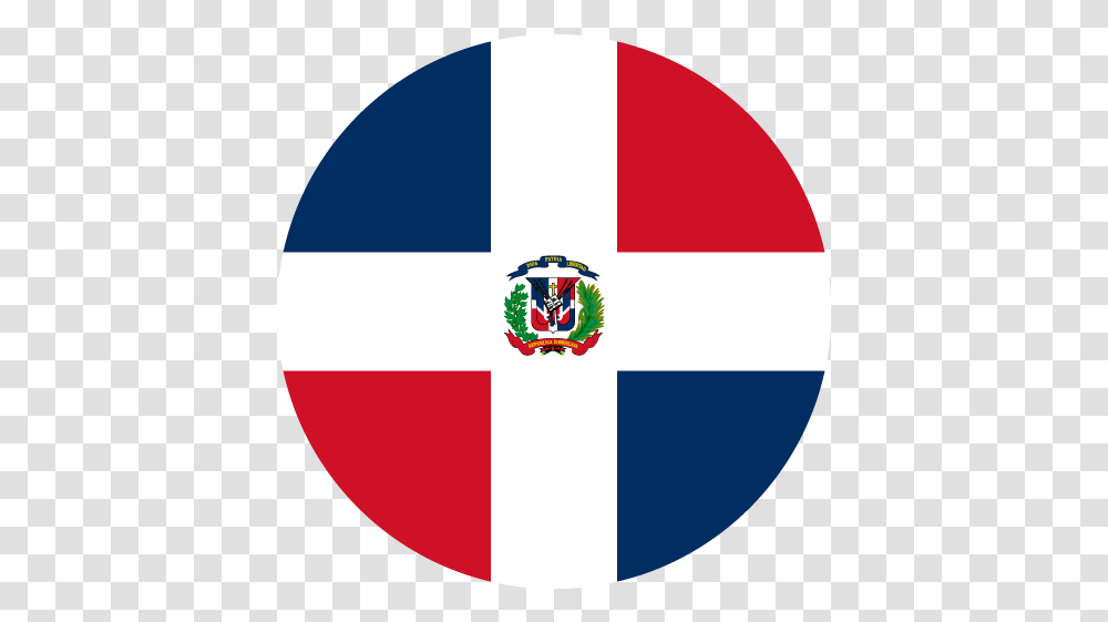 Vector Flag Of The Dominican Republic Circle Vector Flags Dominican Republic Flag Circle, Symbol, First Aid, Logo, Trademark Transparent Png