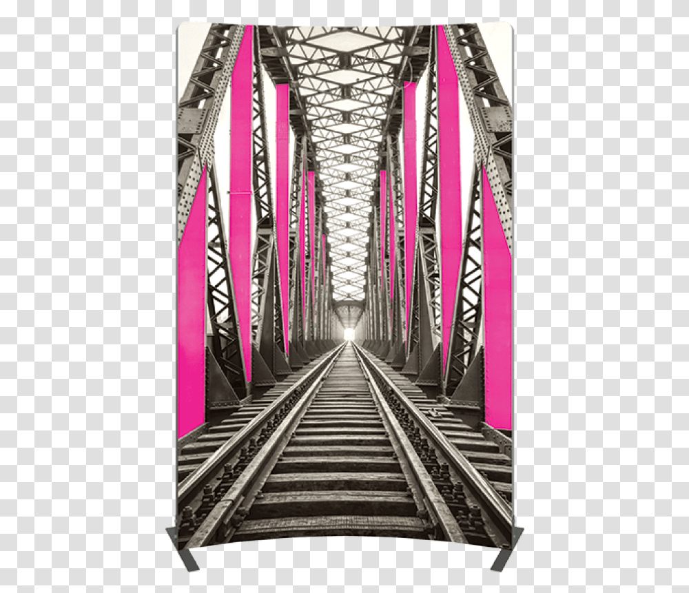Vector Frame Curved 03 Fabric Banner Display Train Bridge Black And White, Railway, Transportation, Train Track, Building Transparent Png