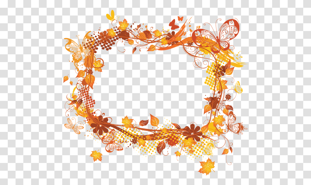 Vector Frame Fall Clip Art Borders Clipart Autumn Tree Border, Graphics, Pattern, Floral Design, Fractal Transparent Png