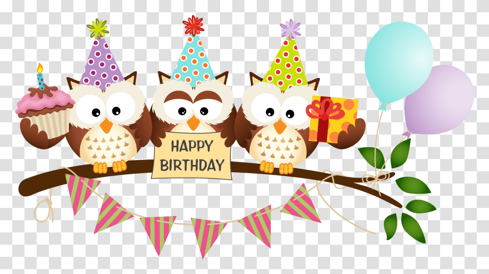 Vector Free Library Cartoon Owl Material Happy Birthday Owls, Apparel, Party Hat Transparent Png