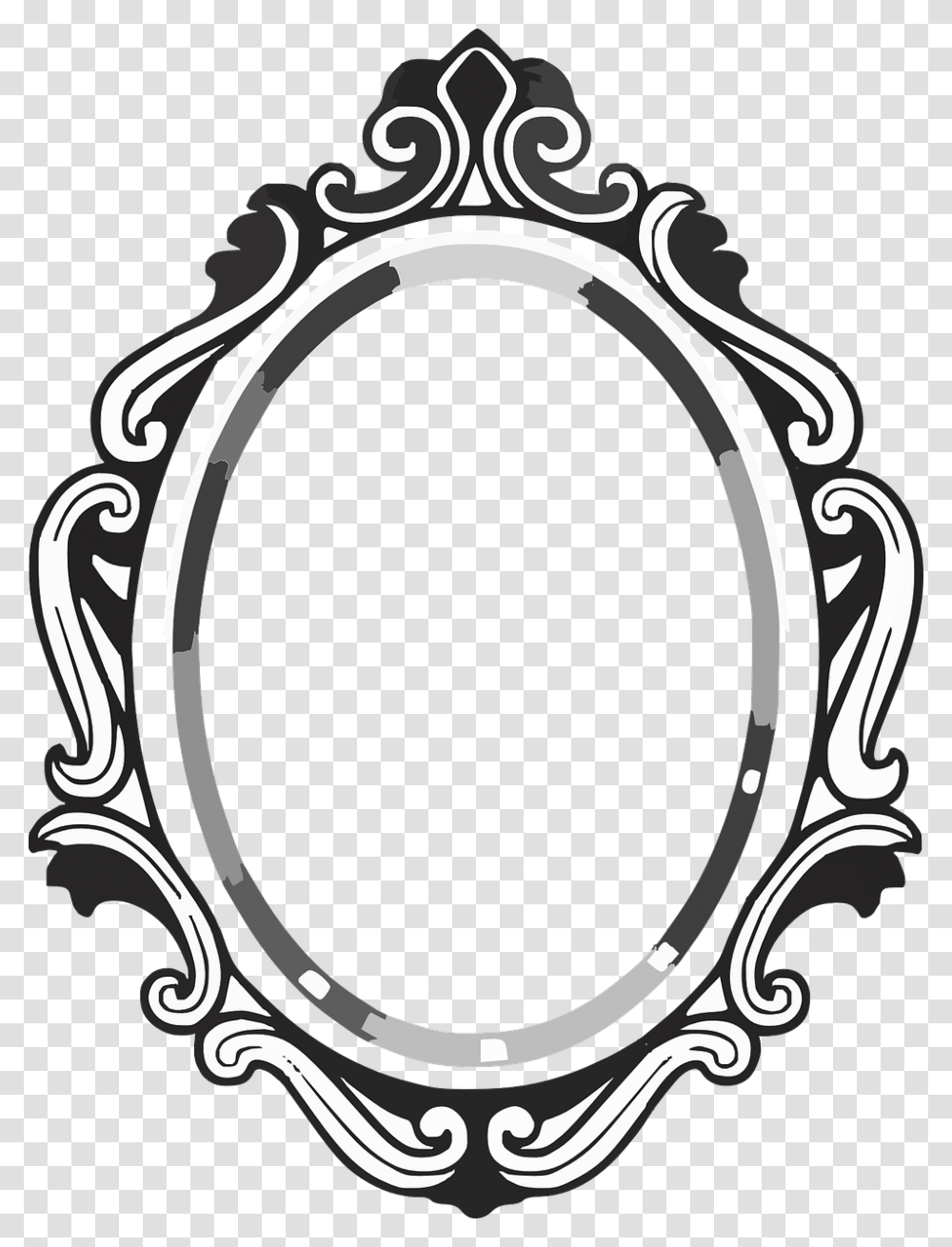 Vector Free Library Line Mirror Frame Mirror Drawing, Oval Transparent Png