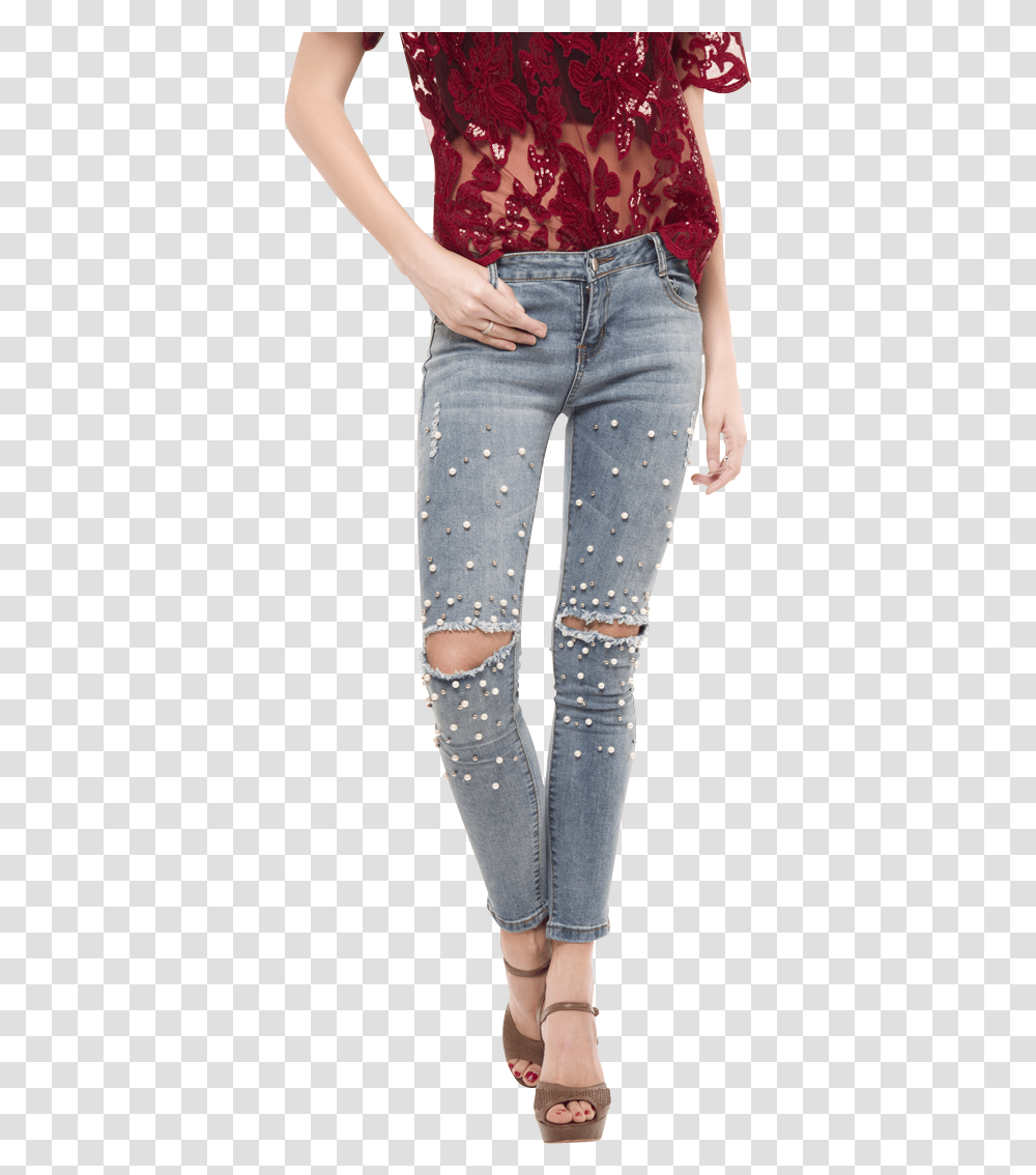 Vector Free Stock Pearl Ripped Buy And Blouses Online Jeans With Pearls Online India, Pants, Apparel, Person Transparent Png