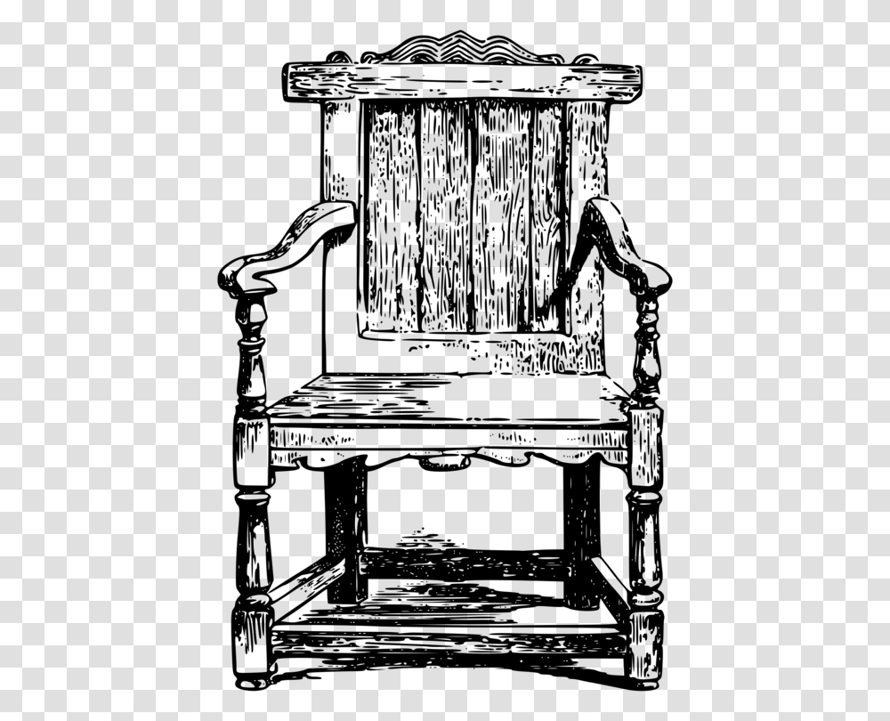 Vector Furniture Wooden Wooden Rocker Chair Black And White Clipart, Gray, World Of Warcraft Transparent Png