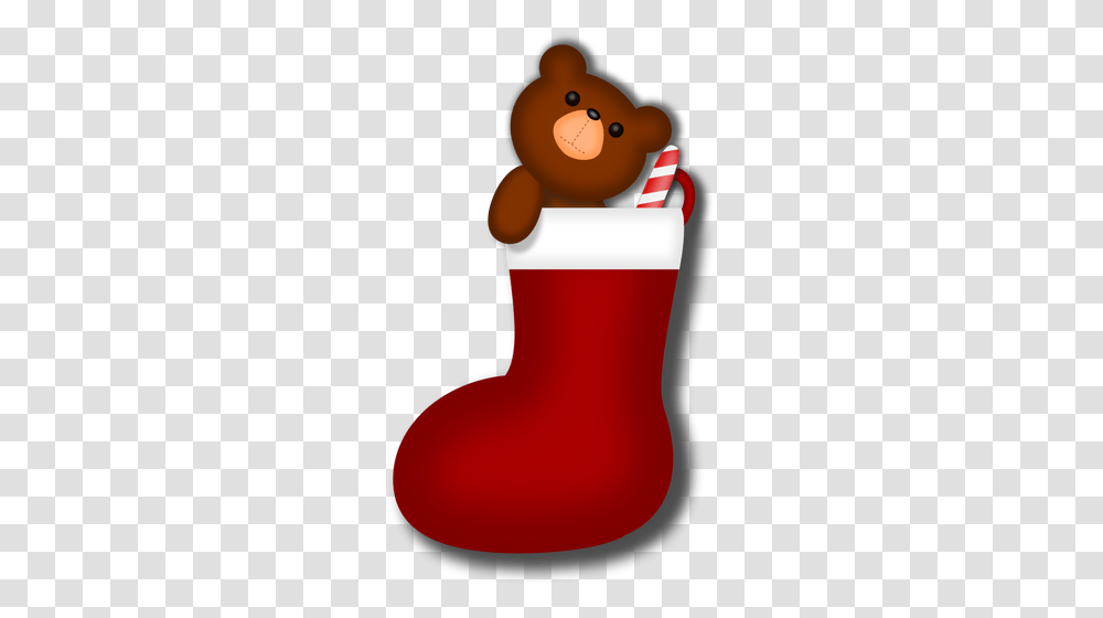 Vector Graphics Of Teddy Bear In Christmas Stocking Public, Gift, Toy Transparent Png