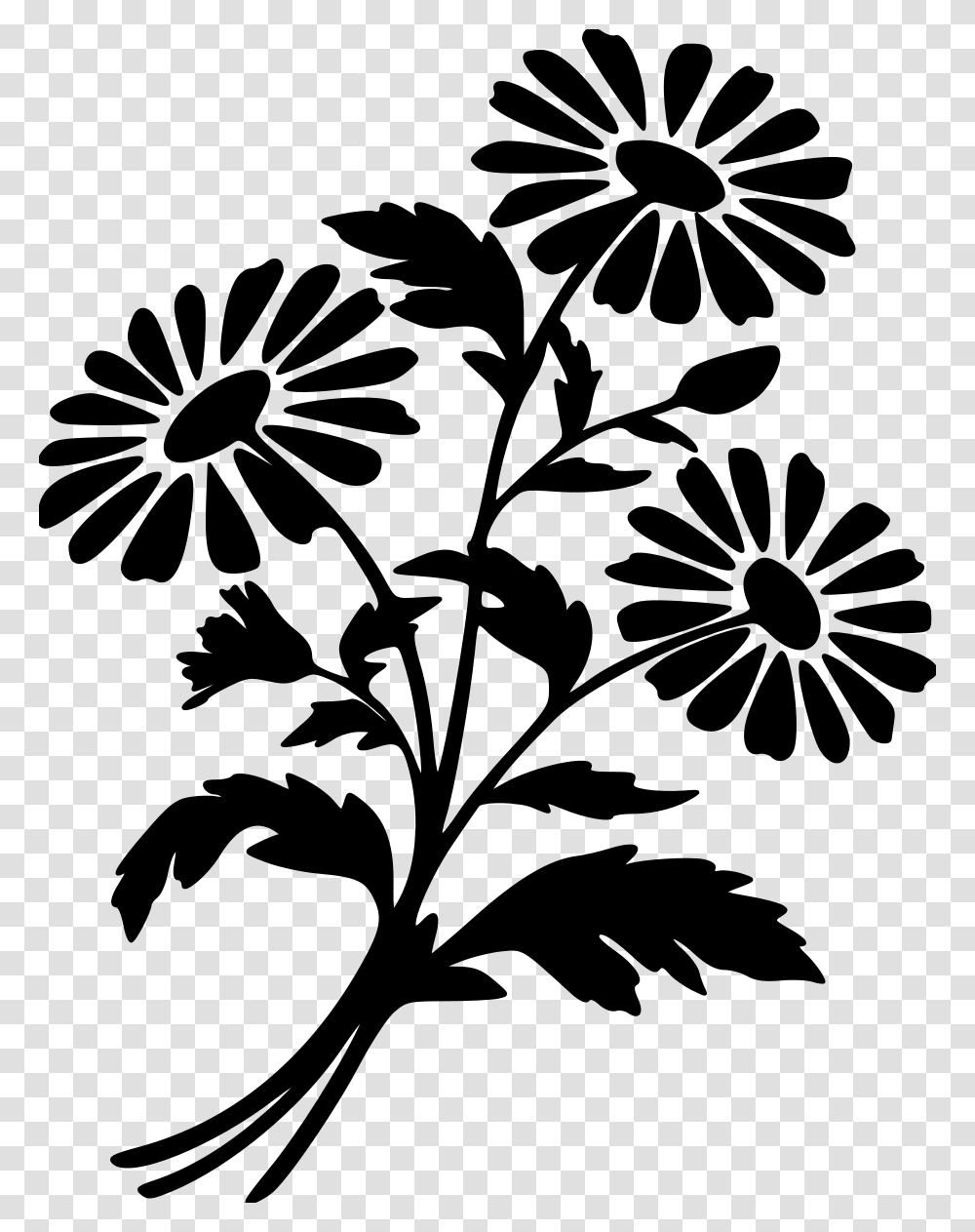 Vector Graphics Silhouette Illustration Flower Image Chamomile Flower Silhouette, Gray Transparent Png