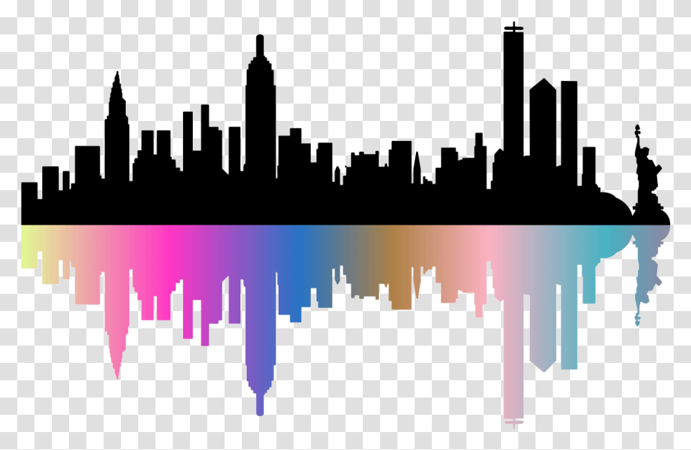 Vector Graphics Skyline Silhouette New York Skyline Clipart, Plot, Lighting, Text, Diagram Transparent Png