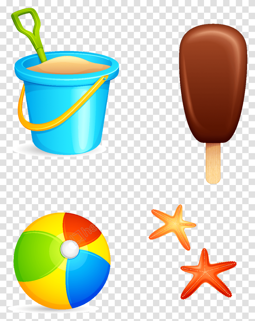 Vector Hand Drawn Ice Cream Bucket With Starfish Clipart Sand Bucket, Star Symbol Transparent Png