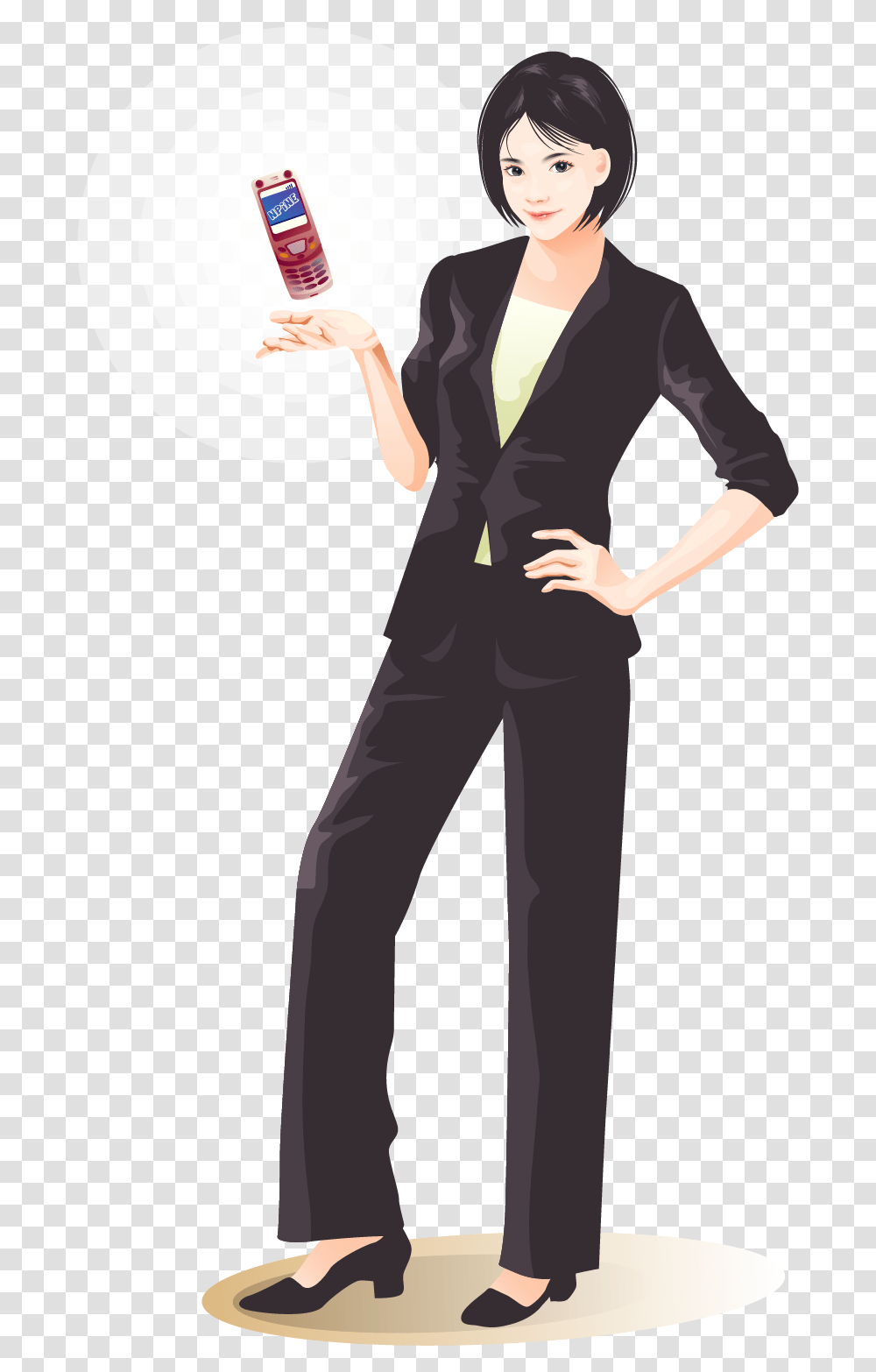 Vector Hand Painted Business Woman Download Tuxedo, Suit, Overcoat, Person Transparent Png