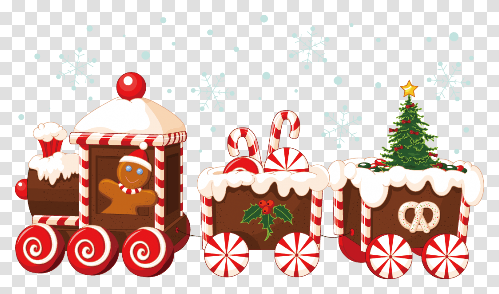 Vector House Claus Train Santa Gingerbread Christmas Gingerbread Christmas Train Clipart, Food, Cupcake, Cream, Dessert Transparent Png