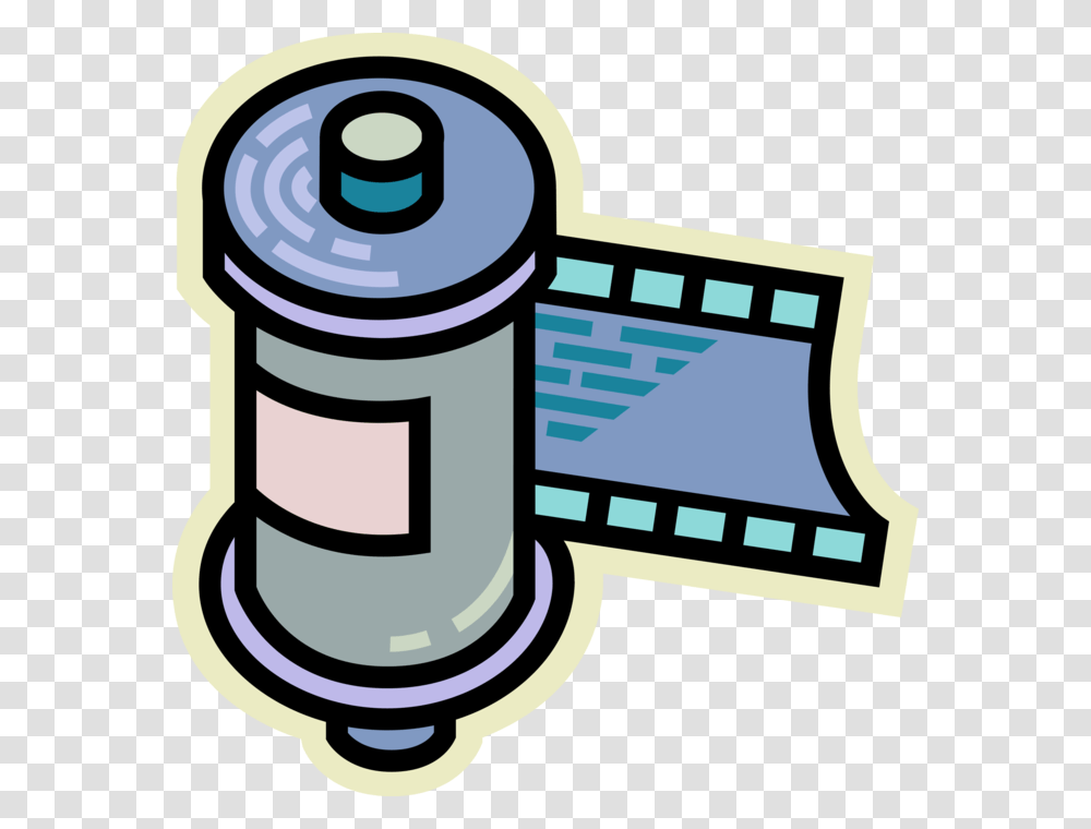 Vector Illustration Of 35mm Photography Roll Of Camera, Tin, Can, Cylinder, Trash Can Transparent Png